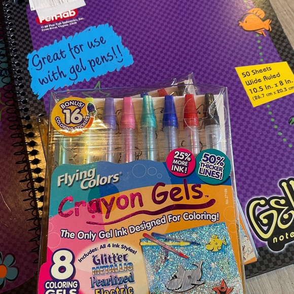 Vintage Pen Tab Lot 2 Gellyz Notebook W/2 Crayon Gels NEW - Picture 2 of 4